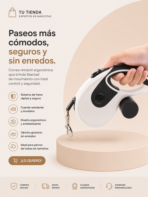 Correa retráctil automática para mascotas domésticas
